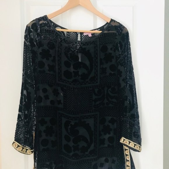 Calypso St. Barth Black and Gold Embellished Top - Picture 2 of 5
